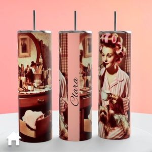 Custom vintage get ready with me tumbler.
